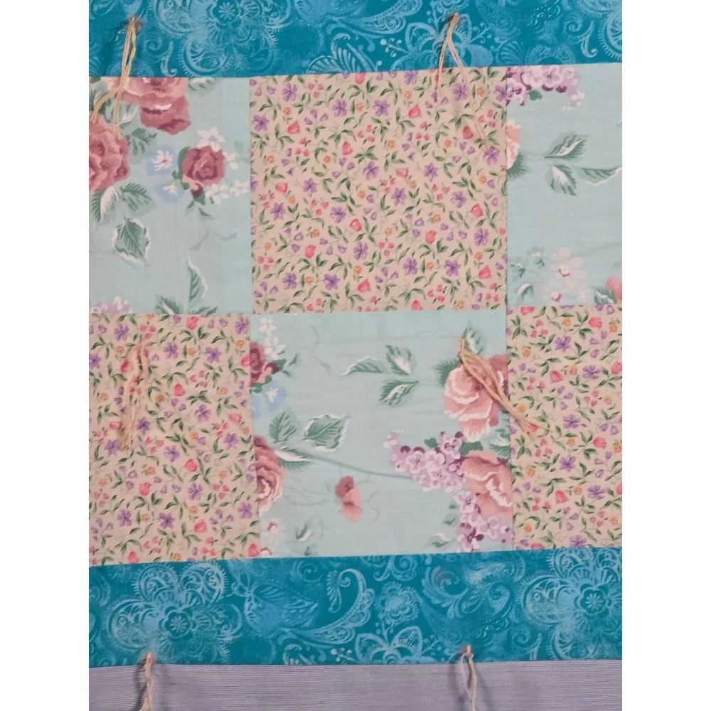 Vintage Hand Tied Scrap‎ Quilt Throw Reversible Solid Dusty Pink Backing 48x58.5